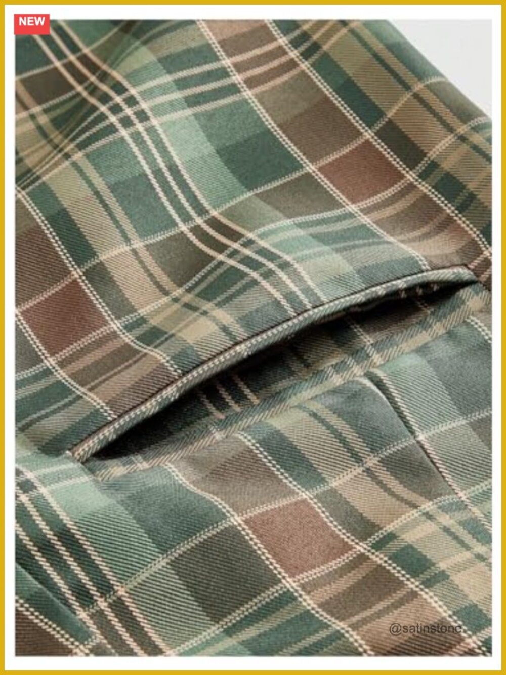 Y2K Plaid Wide Leg Pants High Waisted Checkered Trousers with Pockets - Picture 4 of 4